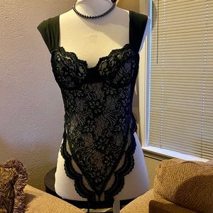 Vintage Black Lace Teddy - Size Small